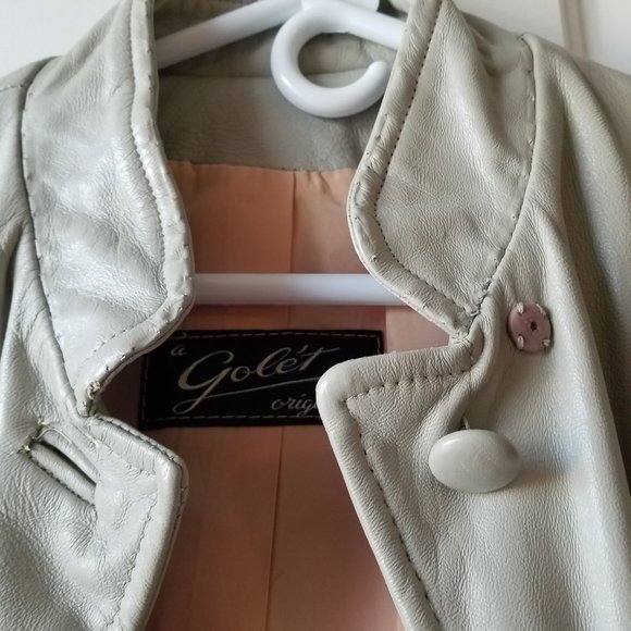 Vintage Dove Gray Leather Coat . Small / medium. - Picture 4 of 15